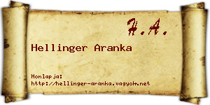 Hellinger Aranka névjegykártya